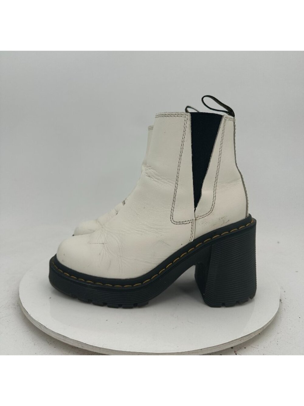 Dr. Martens Spence Women Size 5 White Leather Side Elastic Pump Chelsea Boot
